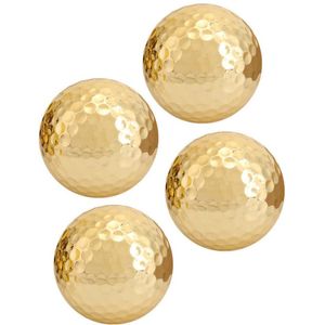 4Pcs Golfen Ballen Dual Layer Gold Plating Training Bal Set Golden