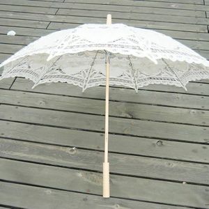 Elegante Beige Lacey Paraplu Houten Fotografie Props Leuke Azië Stijlen Craft