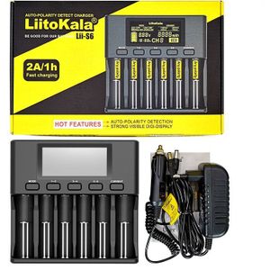 Liitokala Lii-S6 18650 Lithium Batterij Oplader 6-Slot Auto-Polariteit Detecteren Voor 3.7V 26650 21700 32650 1.2V Aa Aaa Batterijen