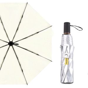 Drie Vouwen Titanium Zilveren Coating Uv Zonnescherm Vrouwen Regenachtige En Zonnige Dual-Purpose Paraplu 8K Winddicht Sterke Paraplu