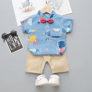 Humor Beer Jongen Zomer Kleding Sets Koreaanse Leuke Cartoon Shirt + Shorts + Vlinderdas 3Pcs Sets jongens Baby Kids Kinderen Kleding