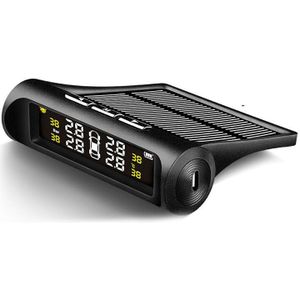 Auto Solar Tpms Bandenspanningscontrole Draadloze Bandenspanning Monitoring Alarm Of Voice Systeem Lcd Kleur Display Twee Installatie
