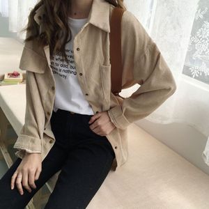 Vrouwen Shirt Werk Plus Size Boyfriend Button Blouse Vrouw Shirts Casual Lange Mouwen Koreaanse Mode Kleding Corduroy Shirts