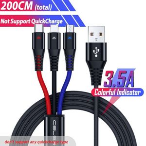 3 In 1 Multi Usb Type C Kabel 2 Meter Micro Usb C Korte Cabel Meerdere Usb Charger Cable Voor samsung S20 Ultra 20 Lading Draad 2 M