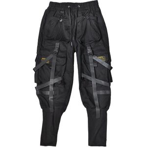 Hip Hop Zwart Joggers Broek Mannen Cargo Broek Streetwear Mannen Zakken Lint Harem Lente Mode Heren Broek WO100