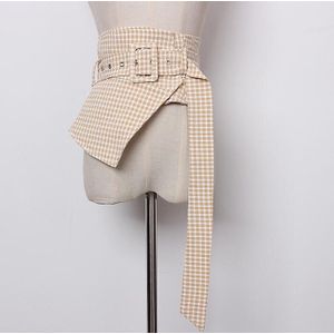 Vrouwen Runway Plaid Gecontroleerd Stof Cumberbanden Vrouwelijke Jurk Korsetten Tailleband Riemen Decoratie Brede Riem R1346