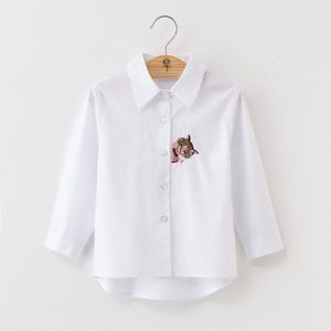 Kids Meisje Shirts Tops Lange Mouwen Kinderen Blouse 4-10Y Borduren Wit School Blouses Voor Meisjes Uitstekende