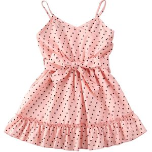 Baby Meisjes Mouwloze Jurk Italiaanse Dunne Riem Mode Polka Dot Print A-lijn Jurk Geschikt Voor Zomer