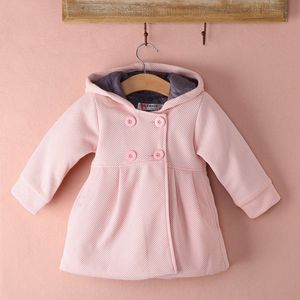 Brand Baby Jassen Meisje Hooded Trench Fall Winter Windbreaker Parka Kinderen Bovenkleding Lange Mouwen Effen Met Hoed Knop