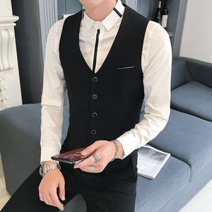 Pak Vest Mannen Zwarte Formele Zakelijke Mannen Waitscoat Koreaanse Slim Fit Man Jurk Vest Klassieke Bruidegom Bruiloft Vest calual Mannelijke