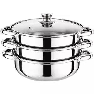 Stoomkoker van roestvrij staal | 28cm Drie lagen roestvrij staal stoomkoker | Steam Cooker | Combineerbaar | Gezonde voeding | Vaatwasserbestendig | stoomkoker