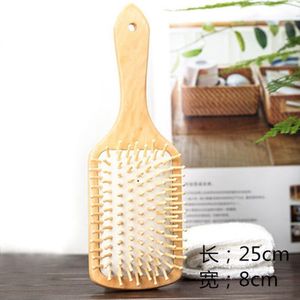 1Pc Houten Kam Professionele Gezonde Peddel Kussen Haaruitval Massage Borstel Haarborstel Kam Hoofdhuid Hair Care Gezond Bamboe Kam