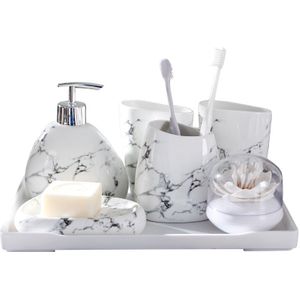 Imitatie Marmer Keramische Badkamer Accessoires Set Zeep Dispenser/Tandenborstelhouder/Tumbler/Zeepbakje Keramische Badkamer Producten