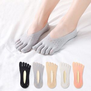 5Pairs Zomer Dunne Teen Sok Slippers Vrouwen Lady Onzichtbare Silicone Anti-Slip Vijf Vinger Sokken Calsetines De mujer