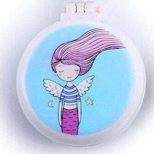 Leuke Eenhoorn Mermaid Vouwen Kam Met Cosmetische Spiegel Voor Meisjes Luchtkussen Massage Draagbare Kam Kids Haar Kam