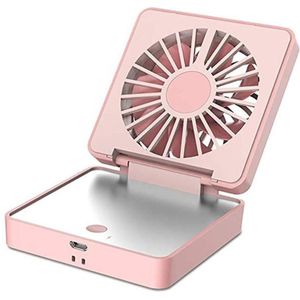 Draagbare Mini Ventilator 2 In 1 Mini Handheld Fan Vouw Make Make-Up Spiegel Pocket Fan Usb Oplaadbare Persoonlijke Fan