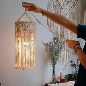 Hand-Geweven Lampenkap Kroonluchter Marokkaanse Slaapkamer Decoratieve Lamp Tapijt Muur Opknoping Macrame Boho Decoratie Thuis