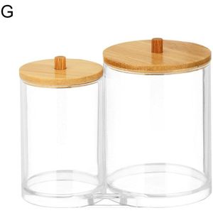 1Pc Acryl Multifunctionele Make Wattenschijfje Organisator Opbergdoos Voor Wattenstaafjes Staaf Badkamer Qtip Container Met Bamboe Deksel