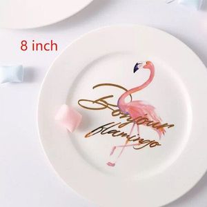 Elegante Roze Flamingo Keramiek Plaat Servies Gerechten Borden Servies Aardewerk Gerechten Voor Party Gerechten Platen