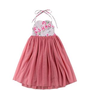 1-7Y Kinderen Meisjes Bloemen Tutu Maxi Jurk Zomer Kids Baby Kleding Mouwloze Wedding Party Prinses Jurken Meisjes Outfits