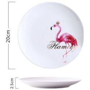 Keramische Servies 8 Inch Nordic Creatieve Flamingo Ronde Bone China Plaat Westerse Voedsel Steak Salade Schotel Huis Keuken Benodigdheden