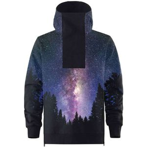 Herfst mannen Truien Hoge Kraag Losse Hoodies Galaxy Nevel Print Sportwear Side Door Rits Hooded Sweatshirts Running Trui