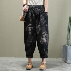 Max Lulu Lente Mode Chinese Stijl Harembroek Dames Bloemen Gedrukt Jeans Vrouwen Oversized Denim Broek Streetwear