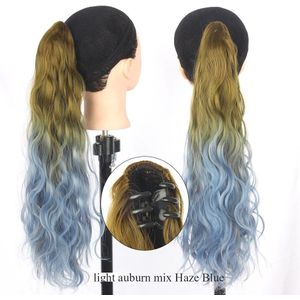 Mstn 60Cm Lang Krullend Haar Clip In Haar Staart Pruik Ombre Paardenstaart Pruik Haarspeld Synthetisch Haar Haarverlenging Hoofddeksels