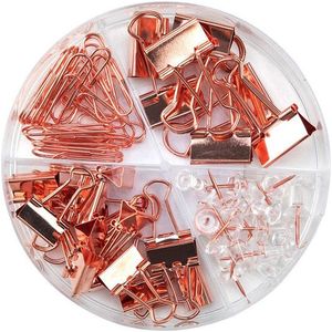 72Pcs Push Nail Binder Clip Gold Paperclips Clamp Combination Office Stationery Long Tail Metal Clips Office Binding Supplies