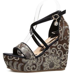 Luxe Vrouwen Sequin Cross Belt Wiggen Schoenen Voor Sandalen Zomer Diamant Gesp Kurk Sandalen Dames Valentijn Schoenen