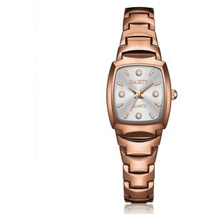 Vrouwen Armband Horloge Rose Goud Mode Luxe Rvs Polshorloge Rhinestone Ellipse Creatieve Dames Jurk Quartz Horloge