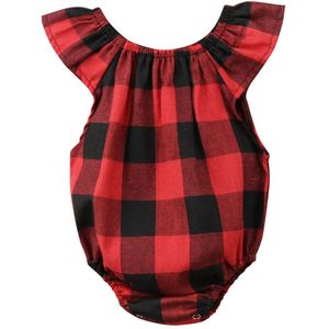 Leuke Pasgeboren Baby Jongens Meisjes Katoen Plaid Rompertjes baby jongens meisjes Jumpsuit Sunsuit Rood Grijs Kleding Outfit