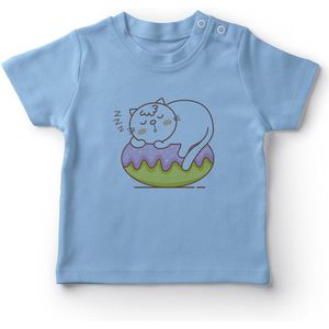 Angemiel Baby Donat Over Slapen Kat Baby Boy T-shirt Blauw