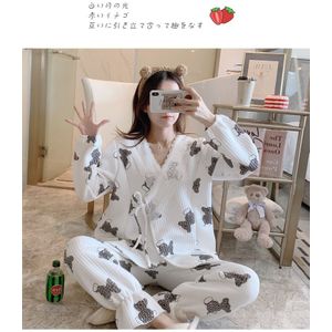 Herfst Winter Kimono Sandwich Pyjama Zwangere Vrouwen Verdikte Pak Lucht Katoen Borstvoeding Postpartum Opsluiting Kleding
