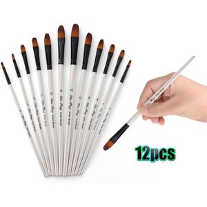Professionele Penselen Set Nylon Haar Kwast Fijne Detail Aquarel Olie Acryl Verf Pack van 12pcs Art Supplies