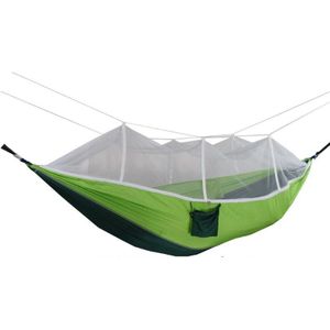 Parachute Stof Hangmat 2 Persoon Draagbare Met Klamboe Hangmat Camping Reizen Slapen Bed Tuin Schommels Outdoor