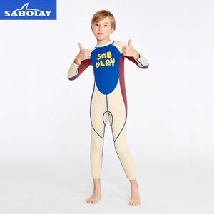 2Mm Kids Badpak Zonnebrandcrème Een Stuk Wetsuit Lange Mouwen Kinderen Surfen Snorkelen Sneldrogende Kwallen duiken Pak UPF50 +
