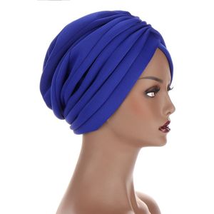 Vrouwen Katoen Tulband Hijab Effen Bandana Sleep Cap Hoofddeksels Beanie Indian Geplooide Hoed Chemo Kanker Motorkap Hijab Wrap Hoofddoek