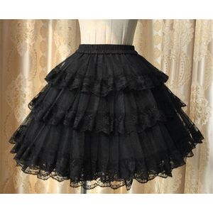 Zoete Witte/Zwarte Cosplay Rok Drie Lagen Kant Lolita Petticoat/Tutu Rok B358