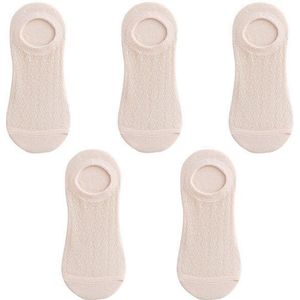 5 Pairs Womens Effen Kleur Mesh Sokken Lente Zomer Koele Ademende Dunne Boot Sokken Dames Antislip Onzichtbare Sokken naakt Sokken