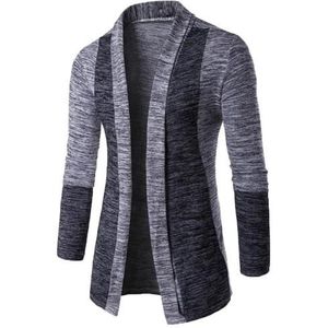 Retro Mannen Patchwork Lange Mouwen Slim Past Gebreide Trui Vest Jas Uitloper