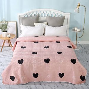 Zomer Roze Katoen/Polyester Quilt 1 piece Twin Size Student Quilts Bank Deken Sprei Bed Voorblad Beddengoed Dekbedden # sw