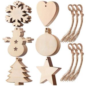 Houten Kerstversiering, Sterren, Kerstbomen, Sneeuwvlokken, Sneeuwpoppen Kerst Opknoping Ornamenten Decoratie, Diy Ambachten