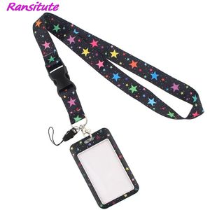 Ransitute R1508 Kleurrijke Sterren Lanyard Credit Card Id Houder Tas Student Vrouwen Reizen Bank Bus Visitekaartje Cover Badge