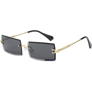 Zonnebril Randloze Trim Vierkante Zonnebril Mode Kleine Glazen Zonnebril Zon Bescherming Oogbescherming