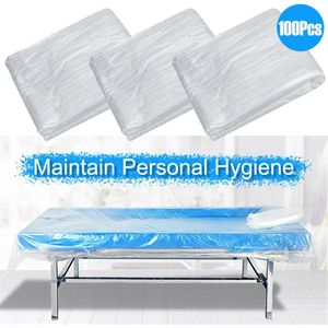 100 Stuks Wegwerp Couch Cover Tafel Cover Plastic Transparante Cosmetische Laken Covers Voor Massage Tafels Bed