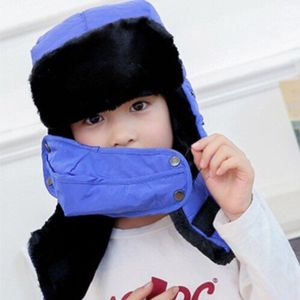 Kids Kind Winter Russische Hoed Cap Vlakte Hoed Warme Bommenwerper Hoed Polyester Oorklep Hoeden Voor Kinderen