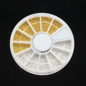 1 Wiel X 3 Kleur 1Mm Gouden Zilveren Tiny Caviar Kralen Nail Art Studs 3D Nail Art Mini cirkel Bal Parel Manicure Sieraden