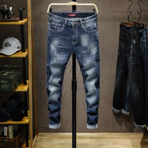 Slim Fit Mannen Jeans Blauw Stretch Herfst Winter Leisure Denim Broek Volledige Lengte Broek Grote Maat 38 Jean Homme , 836