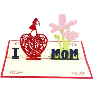 3D Pop Up Kaarten Moederdag Kaart I Love Mom Anjer Bloemen Boeket Wenskaarten Voor Vader Moeder Verjaardag kaart
